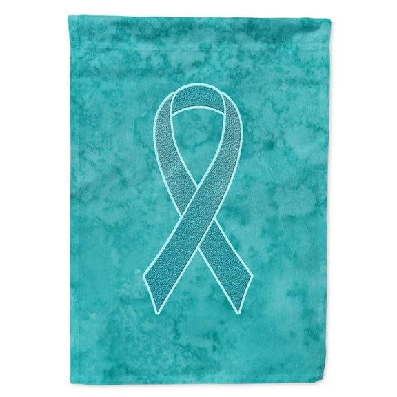 Carolines Treasures AN1201GF Teal Ribbon for Ovarian Cancer Awareness Flag Garden Size  Small multicolor