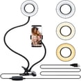 thumbnail image 1 of Selfie Ring Light with Cell Phone Holder Stand for Live Stream/Makeup Mini LED Camera Lighting with Flexible Arms Compatible with /Android, 1 of 10