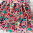 thumbnail image 5 of Luxalzxs Toddler Girls Casual Dress Summer Sleeveless Crew Neck Sundress Cotton Colorful Floral Print Smocked Dress Little Girl Beach Party Dress, 5 of 5