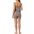 thumbnail image 3 of INSPIRE CHIC Women's Loungewear Solid Color Ruffle Trim Camisole Tops with Shorts Pajama Sets XS Khaki, 3 of 6