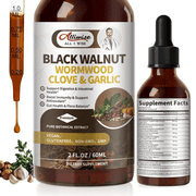 Black Walnut Wormwood Tincture – Rapid Gut Cleanse & Digestive Health with Oregano Garlic & Berberine, Wormwood Organic Tincture - Sugar Free - 4 fl oz, 2 Pack