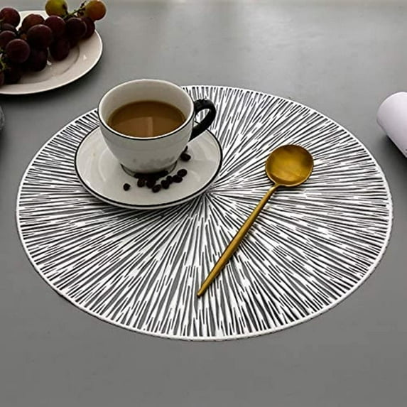 LINLIN 4 Pack Round Placemats Decorative Placemats PVC Placemats Hollow Table Place Mats Heat Resistant Non-slip Dining Placemats