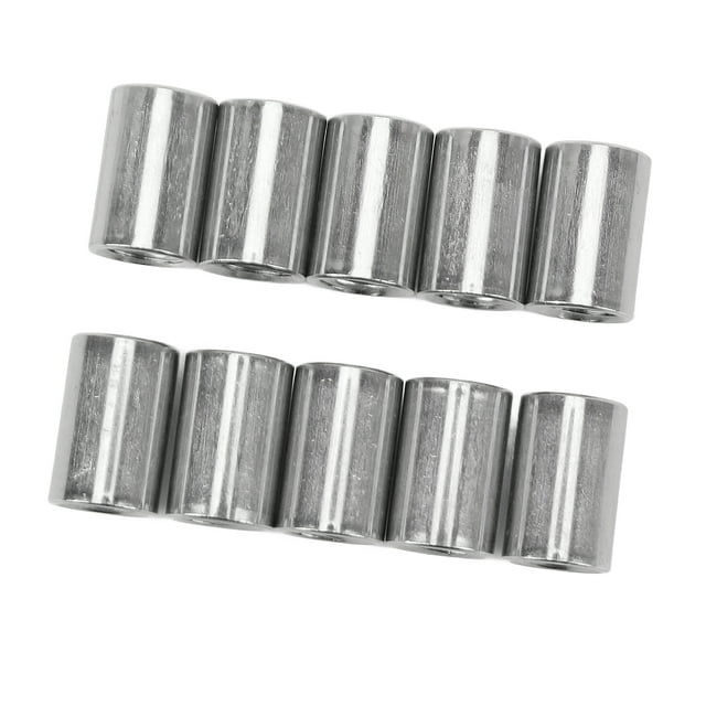 Tige à Manchon Fileté, Écrou de Connecteur Rond Standard en Acier Inoxydable L20mm 10 Pcs M10x1.5 pour Remplacement