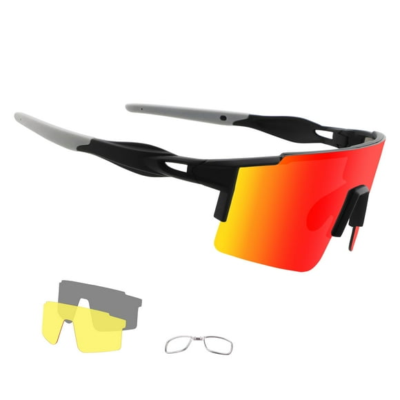 OULAIQI Cycling Sunglasses Polarized Sunglasses for Cycling Men Women with 3 Interchangeable Lens Baseball Glasses