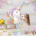thumbnail image 3 of Suministros de decoración para fiestas de unicornio, enormes globos de unicornio 3D, pancarta de feliz cumpleaños, globo de estrella arcoíris, mantel, adorno para tarta para cumpleaños, 3 of 7