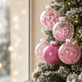 thumbnail image 4 of Fllostpr 24PC Glitter Christmas Ball Ornament Set, Festive Shatterproof Hanging Decor for Xmas Tree Wreath Garland Mantel, Pink 2.4", 4 of 6