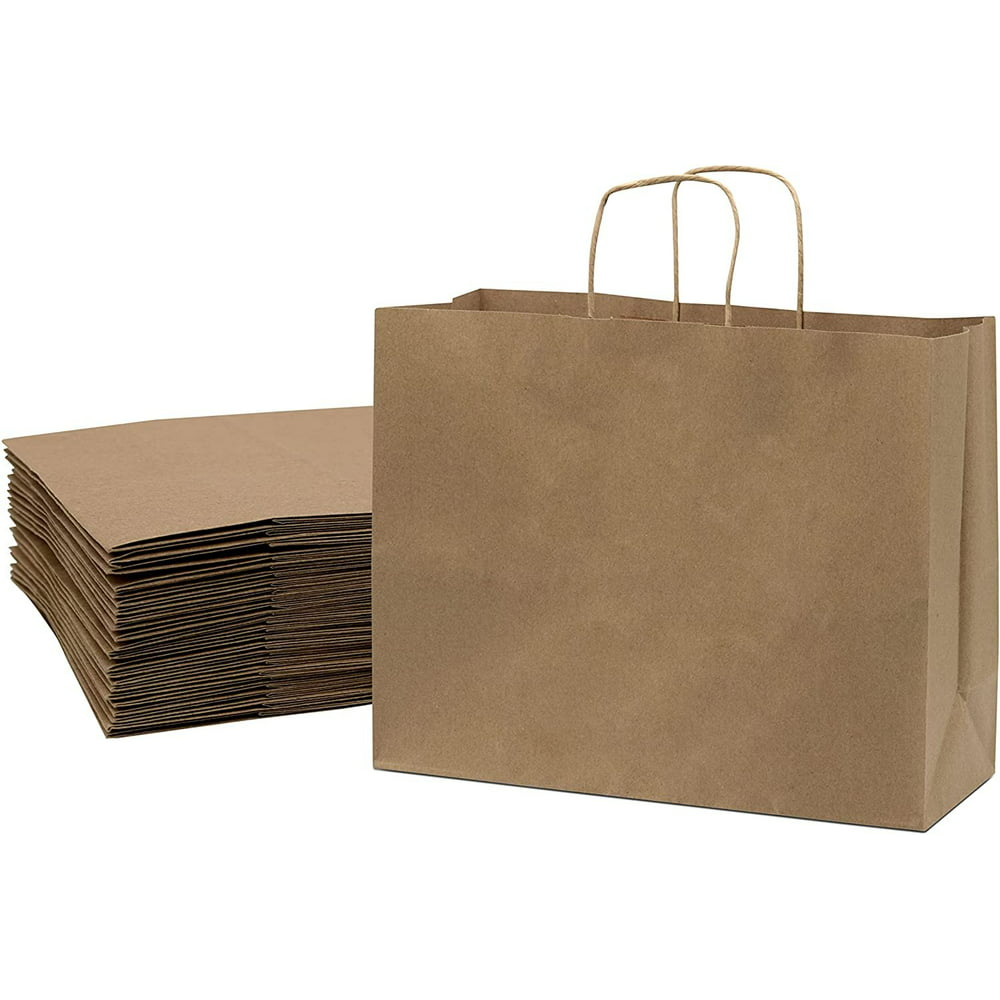 Brown Paper Bags with Handles 16x6x12 inches 25 Pcs. Paper