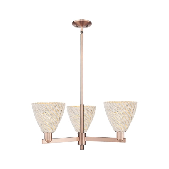 716-3CR-AC-NBD-75-NAT Innovations Lighting Natural Ballston Dome - 3 Light Chandelier-11.5 Inch Tall and 17.63 Inch Wide-Antique Copper Finish