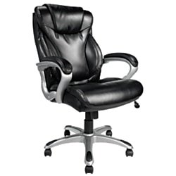 UPC 011491066314 product image for Realspace(R) EC620 Executive High-Back Chair, Black/Silver | upcitemdb.com
