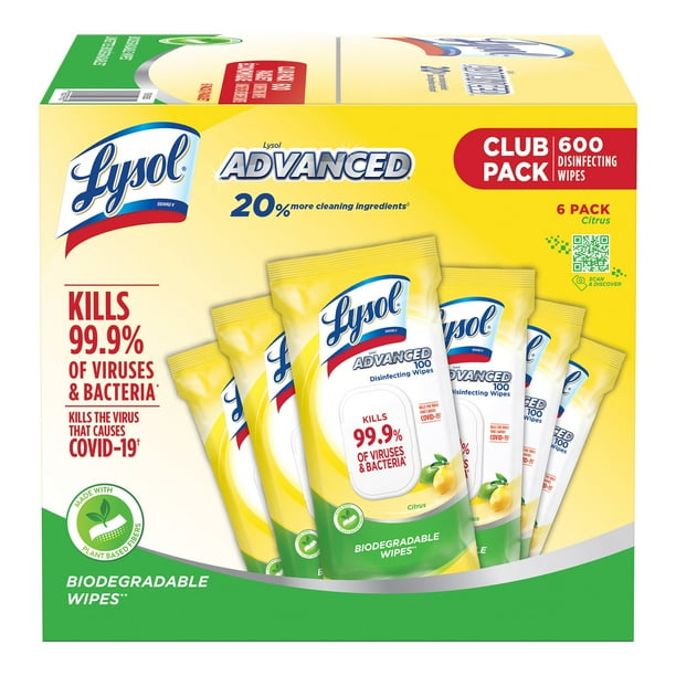 Lysol Advanced Disinfecting Wet Wipes, 600count Walmart.ca