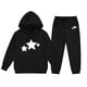 thumbnail image 4 of Conjunto de sudadera con capucha de manga larga para niños con estampado de invierno y pantalones deportivos con lazo en las piernas, deportivo informal con forro polar para mayor calidez, conjunto de, 4 of 5
