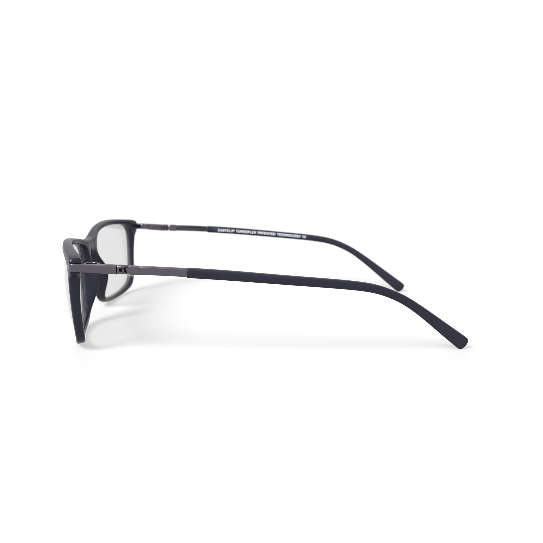 EasyClip Men's EC500 Rectangular Prescription Eyeglasses with Case, Black