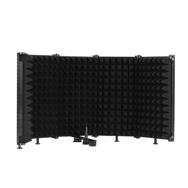 Homgeek Microphone Isolation Shield Portable Tabletop Sound Absorbing Foam Reflection Filter Mic Soundproof Shield with 3/8-inch Female to 5/8-inch Male Screw Adapter for Audio Recording Singing Stu