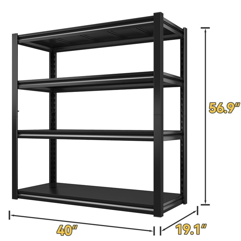 40 Wide Shelving Units for Garage Storage Heavy Duty Garage Shevles Adjustable 4 Tier Metal Shelving Industrial Storage Rack 40 W x19 D x57 H