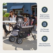 Foundations Compass Trio Triple Stroller, 3-Seat Tandem with Canopies and Reclining Seats, Red