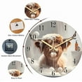 thumbnail image 2 of Rustic Brown Glass Wall Clocks Battery Operated 12 Inch Highland Cow Clock for Bathroom Bedroom Living Room Funny Round Analog Wall Clock, 2 of 7