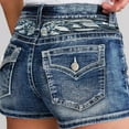 thumbnail image 6 of Conairie Women Blue Jean Shorts Slim Elastic High Waisted Denim Shorts Vintage Washed Summer Trousers with Pockets L, 6 of 9