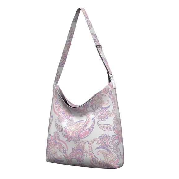 Paisley Boho Canvas Tote Bag – Vintage Floral Pattern Reusable Bag for Commuting and Shopping