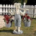 thumbnail image 2 of Resina césped Patio jardín escultura pequeña niña miniatura estatuilla ornamento 20x14.5x5.5cm Sunnimix Miniatura de niña, 2 of 8