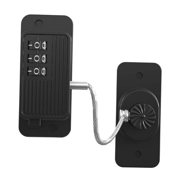 Cerradura de combinación para cajones y ventanas, cerradura para refrigerador, cerradura sin llave, fácil de instalar, codificada 3 Negro