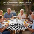 thumbnail image 3 of Round Outdoor Tablecloth with Umbrella Hole and Zipper, Summer Palm Leaves Tablecloth with Elastic Waterproof, Modern Botanical Fern Plants Black Gray Patio Table Covers for 36" - 44" Pool Tables, 3 of 9