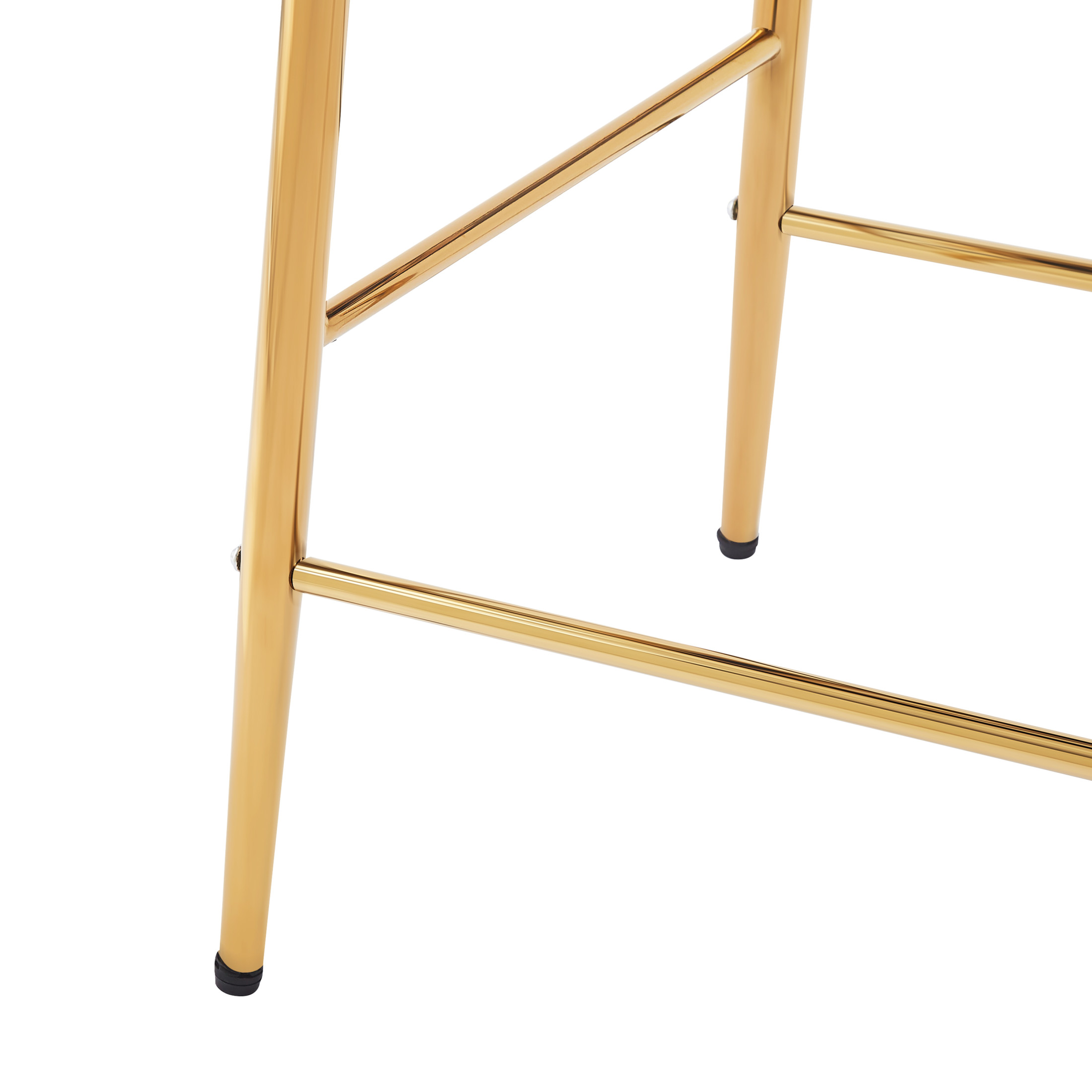 Nivora 28" Seat Height Modern Upholstered Flannelette Counter Stools, Metal Frame, Beige + Gold, Set of 2