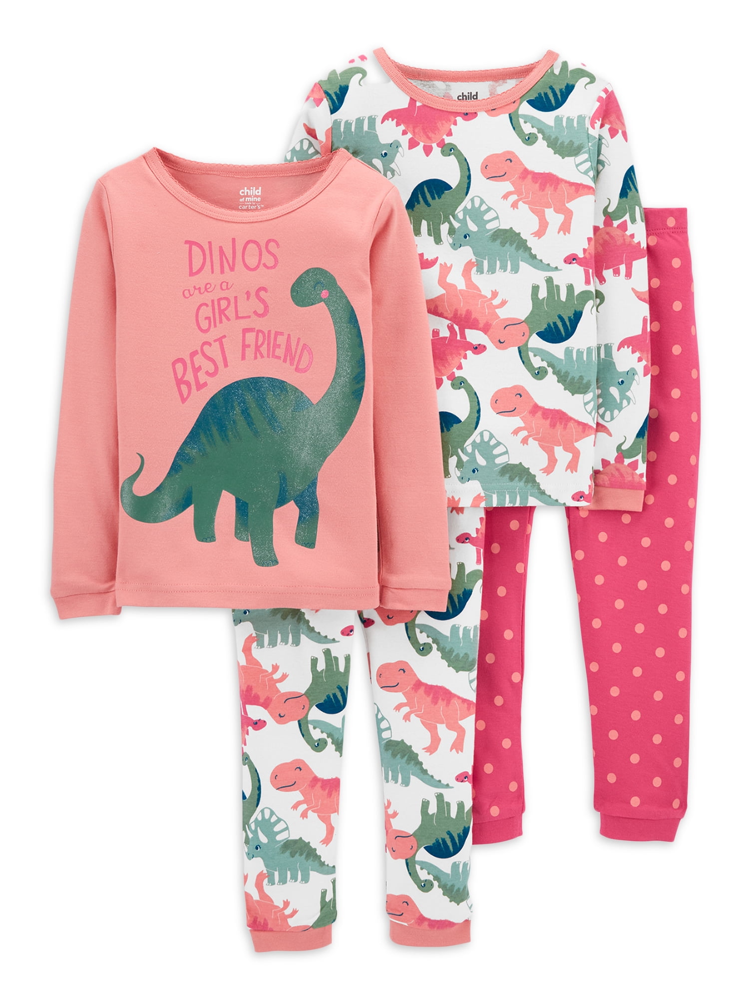 Girls Pajamas Pink Elephant Children Pjs Kid Rib Long Sleeves Cotton Clothes Set