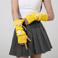 thumbnail image 2 of HEWUQI Women's Cute Star Knit Fingerless Arm Warmers Ribbed Half‑Finger Gloves Long Wrist Sleeves Yellow, 2 of 4