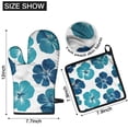 thumbnail image 6 of Blue Pioneer Flower Kitchen Oven Mitt and Pot Holder Sets 2 Pcs for Baking, Cooking and Grilling, Heat Resistant Up To 392 °F, 6 of 7
