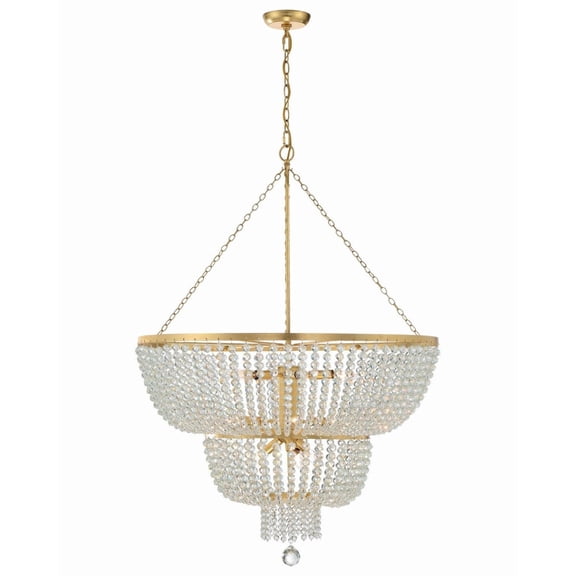 612-GA Crystorama Lighting Rylee - 12 Light Chandelier in Classic Style - 32 Inches Wide by 46 Inches High-Antique Gold Finish