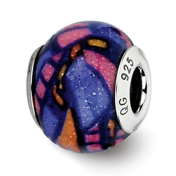 Perles de Réflexion QRS2264 Argent Sterling Multicolore avec Paillettes Superposition Perle de Verre - Antiques et Polis