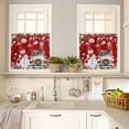 thumbnail image 4 of Christmas Snowman Truck Kitchen Curtains and Valances Set, Poinsettia Leaf Xmas Balls Red Rod Pocket Window Valance Window Curtain Panels for Living Room Bedroom Laundry, 27.5x36in, 3 Pieces, 4 of 7