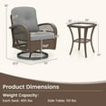thumbnail image 3 of Costway 3 PCS Patio Swivel Rocker Set Gliding Bistro Furniture Set with Tempered Glass Table Gray, 3 of 10