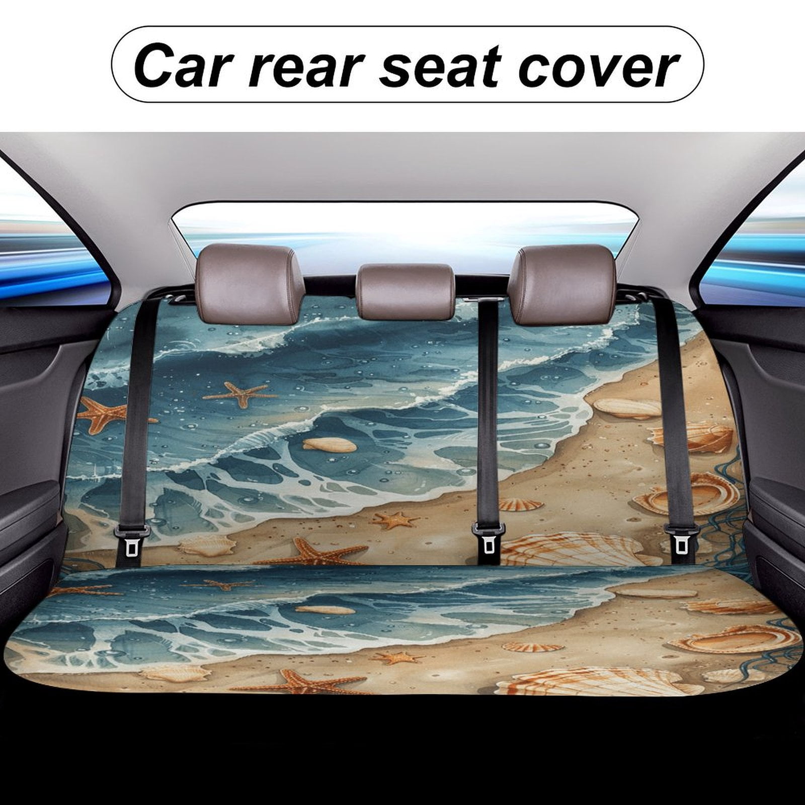 Beach Seashell Starfish Car Rear Seat Cover Accessories Universal Fit Car Seat Covers Durable