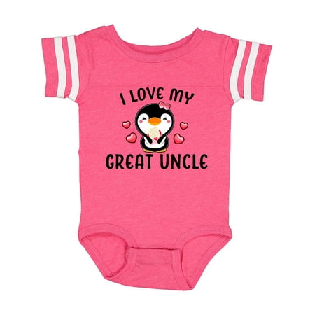 

Inktastic I Love My Great Uncle with Cute Penguin and Hearts Gift Baby Girl Bodysuit