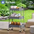 thumbnail image 3 of CONCETTA 3-Tier Metal Utility Rolling Cart, Storage Organizer Trolley with Mesh Baskets and Lockable Wheels for Living Room, Office, Kitchen, Gray, 3 of 8
