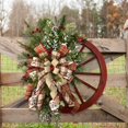 thumbnail image 1 of Decoraciones navideñas - Corona de Navidad para puerta de entrada, corona de invierno - Corona de rueda de carreta de granja, decoración del hogar para exterior, interior, arrecife, ventanas, pared, d, 1 of 5