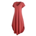 thumbnail image 2 of Richie House Nightgowns Nightdress Women V Neck Print Short Slit Sleepwear S-XXL RHW2895, 2 of 7