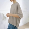 thumbnail image 2 of POIUYTR Women's Summer Batwing Dolman Tops Short Sleeve Crew Neck Loose Solid Tunic Shirt Blouse Side Split Pullover Tops, 2 of 5