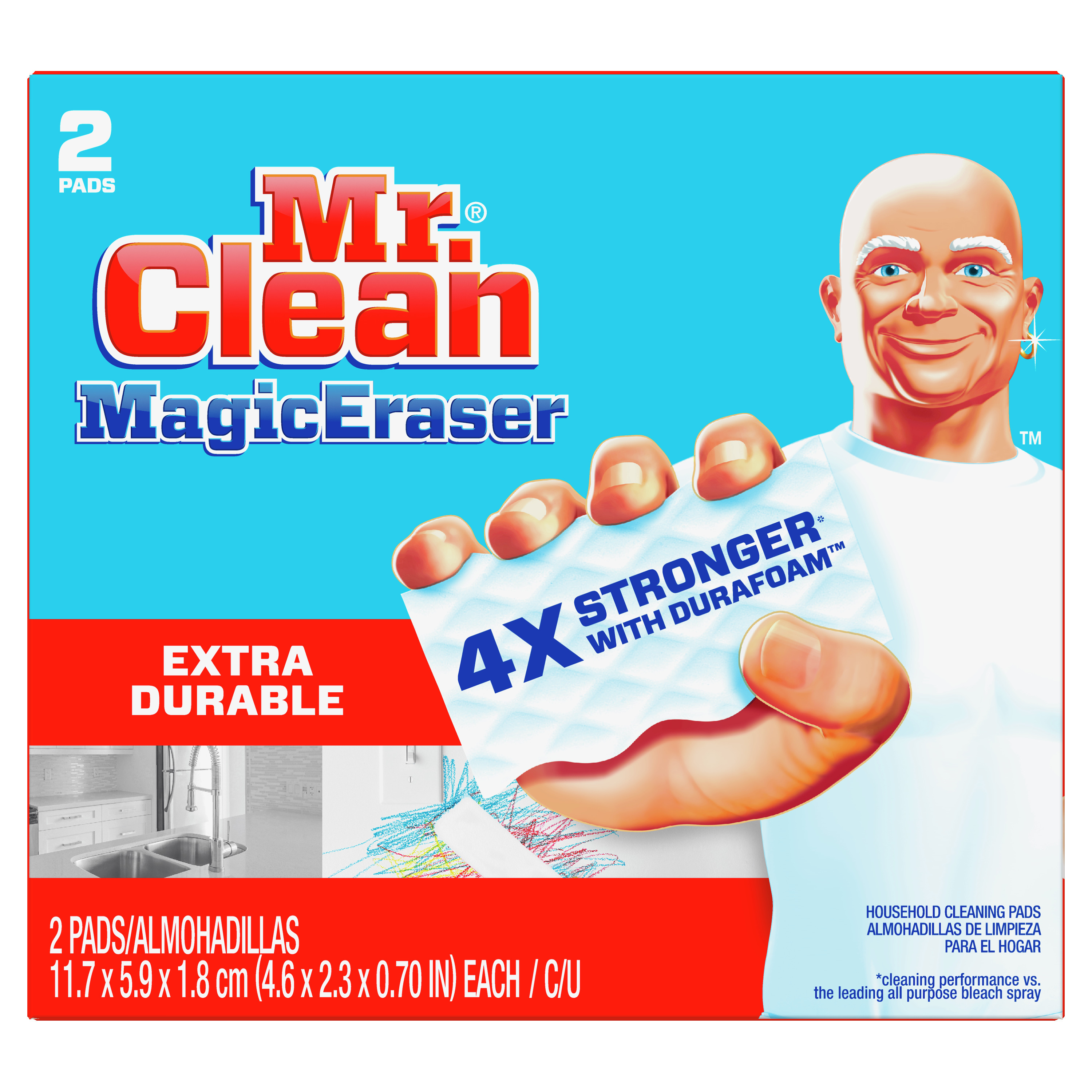 Mr. Clean Magic Eraser Extra Durable, Cleaning Pads with Durafoam, 2 Ct - image 5 of 11