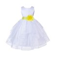 thumbnail image 2 of Ekidsbridal Girl Pageant Flower Girl Dress - White Tiered Organza with Bow Sash 4613T-A (Size: S-12), 2 of 3