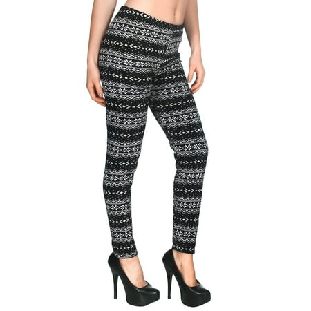 Fair Isle Legging - Simplicity Women's Nordic Snowflake Fair Isle Knitted Fleece Lined Winter Leggings