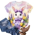 thumbnail image 4 of Fewfanhot Women's Clothing Cute Graphic Tee with Bunny Easter Eggs, Funny Casual T-Shirt for Spring Tops, 4 of 5