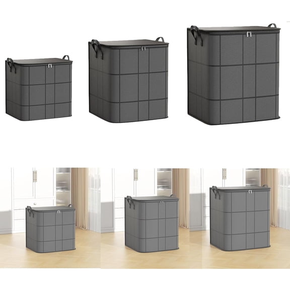 Portable Moving Storage Bags - Large Capacity Zippered Fabric Organizer for Bedding & Clothes - Foldable Heavy Duty Blanket Spacious Moving Storage Bins for Quilts, Set of 3, L-210L, M-150L S-110L