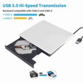 thumbnail image 2 of Lecteur CD portable double interface Type-C USB 3.0, lecteur DVD externe, VCD, CD pour ordinateur portable, blanc, 2 of 4