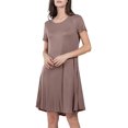 thumbnail image 1 of Dress, Round Neck Soft Solid Color Women Loose Short Sleeves for Dating, 1 of 8