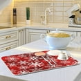 thumbnail image 6 of Christmas Dish Drying Mat, Red Pattern With Snowflakes Flower Dish Drying Mat for Kitchen Countertops Sinks Drying Mat Absorbent Heat Resistant Dishes Drainer Pad 16 x 18 Inch, 6 of 7