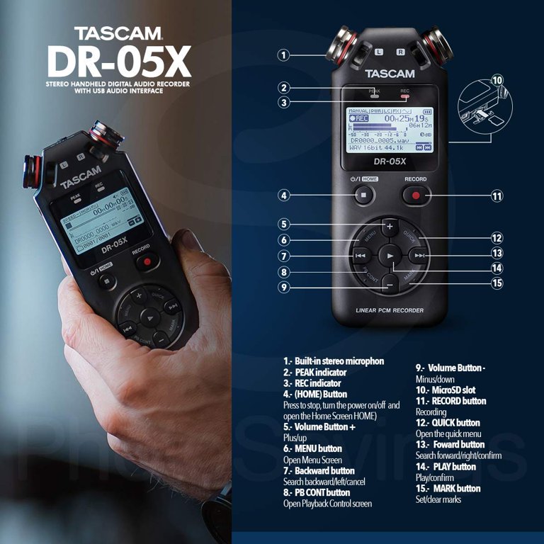 Tascam DR-05X Stereo Handheld Digital Audio Recorder with USB