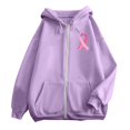 thumbnail image 3 of Breast Cancer Awareness Hoodies for Women 2025 Zip Up Fleece Lined Hoodie with Pockets Hooded Sweatshirt Pullover Top, 3 of 7