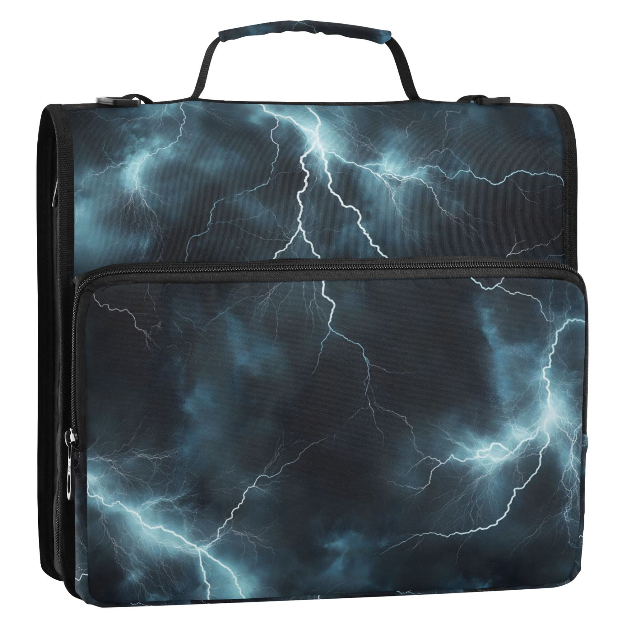 FORMRS Zipper Binder with Shoulder Strap 2-inch Ring 500 Sheet Capacity File Bag, Lightning Pattern